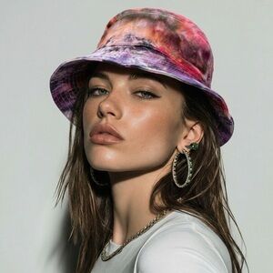 Handmade Ice Dyed Linen Blend Bucket Hat